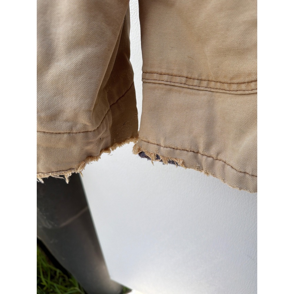 Vintage Carhartt Barn Chore Coat Tan Blanket Lined Distressed Duck Canvas Mens - Picture 4 of 5